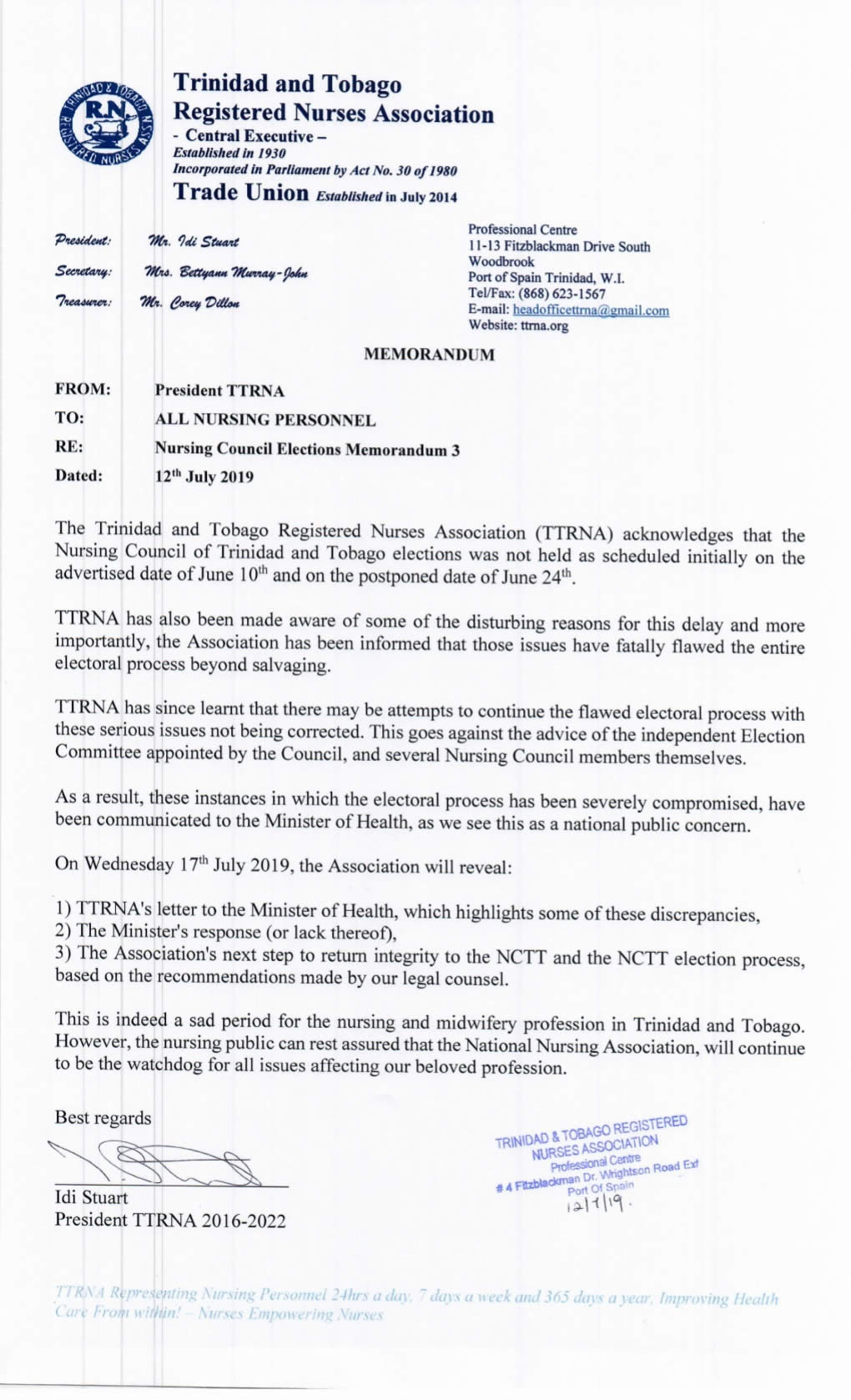 Nurses Council Elections july 2019v1